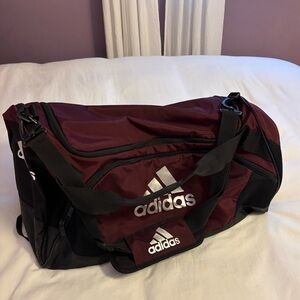 Adidas Burgundy and Black Duffel Bag